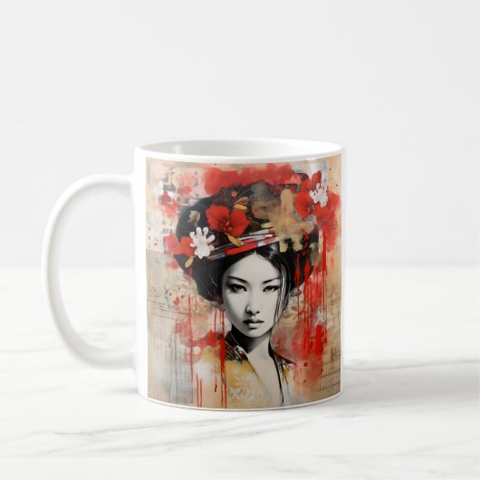 Mixed media Japans geisha koffie mok (Links)