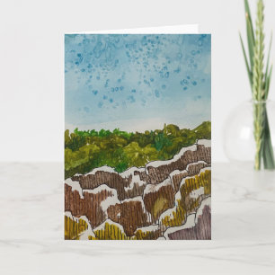 Mixed Media Landschapsrotsen en lucht Schilderij K Kaart