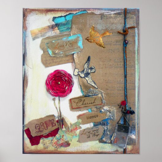 Mixed Media Liefde Kunstprint Poster (Voorkant)