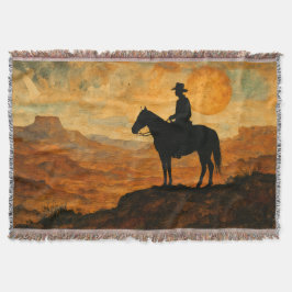 Mixed Media Lone Rider Throw Blanket - Textured We Deken