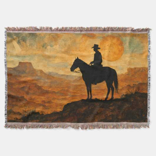 Mixed Media Lone Rider Throw Blanket - Textured We Deken (Voorkant)