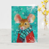 Mixed Media Muis Print Kerst Kaart AP451B1 (Gele Bloem)