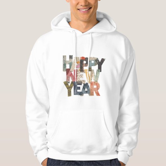 Mixed Media New Year Design with Paper Textures Hoodie (Voorkant)