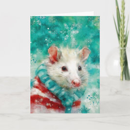 Mixed Media Opossum Print Kerst Kaart AP445B1
