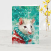 Mixed Media Opossum Print Kerst Kaart AP445B1 (Gele Bloem)