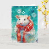 Mixed Media Opossum Print Kerst Kaart AP450B1 (Gele Bloem)