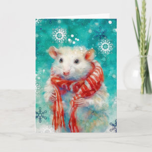Mixed Media Opossum Print Kerst Kaart AP450B1