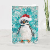 Mixed Media Penguin Print Vakantie Kaart AP457B1 (Voorkant)