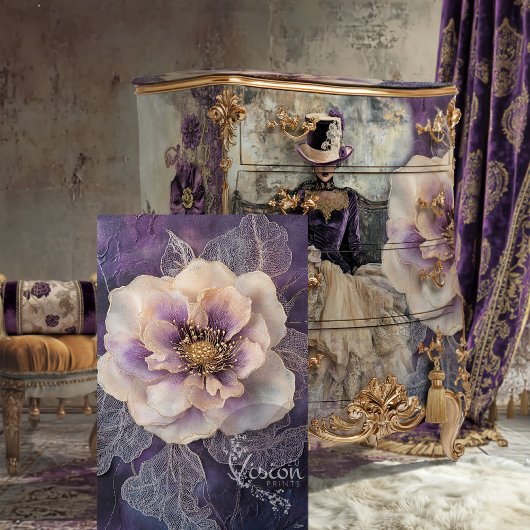 Mixed Media Peony, donkergrijs, paars en lila Tissuepapier