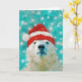 Mixed Media Polar Beer Print Vakantie Kaart AP456B (Gele Bloem)