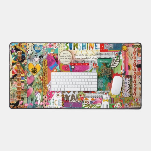 Mixed Media Pop Art Collage Desk Mat (Keyboard & Muis)