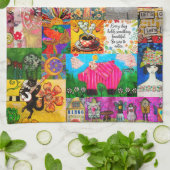Mixed Media Pop Art Reis Collage Keukenhanddoek (Gevouwen)