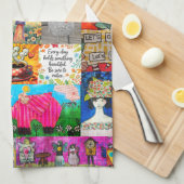 Mixed Media Pop Art Reis Collage Keukenhanddoek (Quarter Fold)
