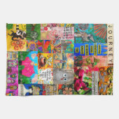 Mixed Media Pop Art Reis Collage Keukenhanddoek (Horizontaal)