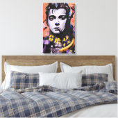 Mixed Media Portret-Acryl en Collage Canvas Afdruk (Insitu (Slaapkamer))