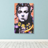 Mixed Media Portret-Acryl en Collage Canvas Afdruk (Insitu (Houten vloer))