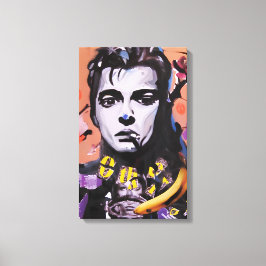 Mixed Media Portret-Acryl en Collage Canvas Afdruk
