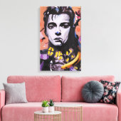 Mixed Media Portret-Acryl en Collage Canvas Afdruk (Insitu (Woonkamer))
