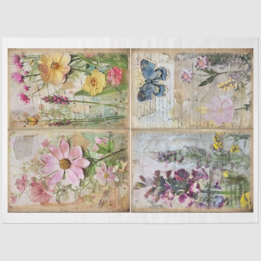 Mixed Media Style Art Journal Floral Achtergrond F Tissuepapier (Voorkant)