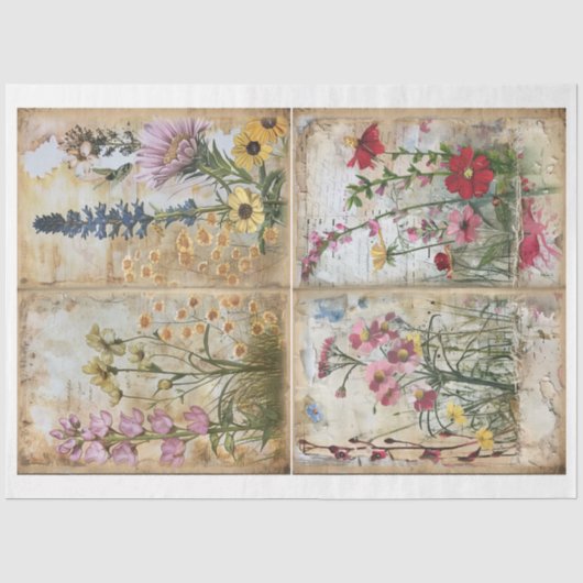 Mixed Media Style Scrapbook Bloemen Achtergrond D Tissuepapier (Voorkant)