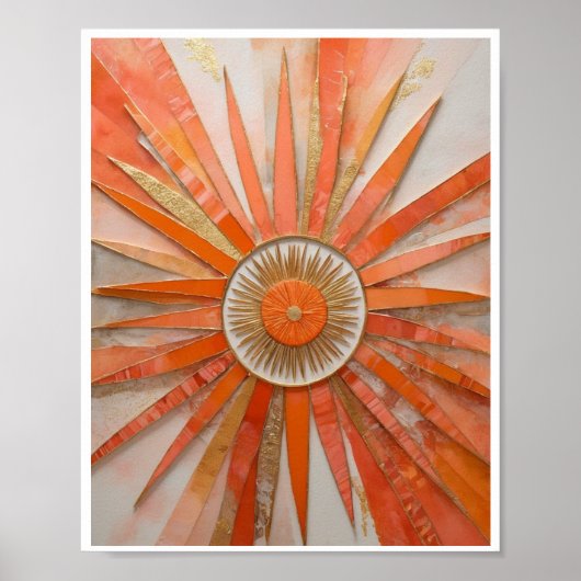 Mixed media sunburst artwork Poster Wall Art Decor (Voorkant)