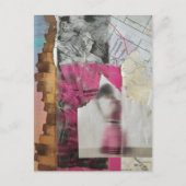 mixed media vrouw in roze abstracte collage briefkaart (Voorkant)
