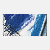 Mixed media waterverf blauw abstract artistiek bureaumat (Voorkant)