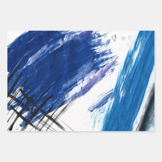 Mixed media waterverf blauw abstract artistiek inpakpapier vel (Voorkant)