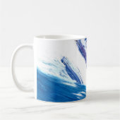 Mixed media waterverf blauw abstract artistiek koffiemok (Links)