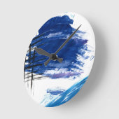 Mixed media waterverf blauw abstract artistiek ronde klok (Hoek)