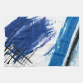 Mixed media waterverf blauw abstract artistiek theedoek (Horizontaal)