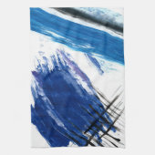 Mixed media waterverf blauw abstract artistiek theedoek (Verticaal)