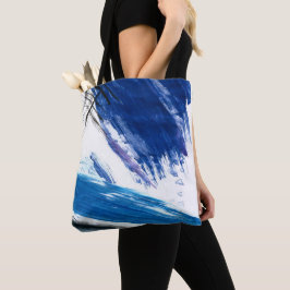 Mixed media waterverf blauw abstract artistiek tote bag