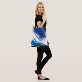 Mixed media waterverf blauw abstract artistiek tote bag (Op model)