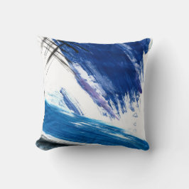 Mixed media waterverf blauwe abstracte artistieke kussen