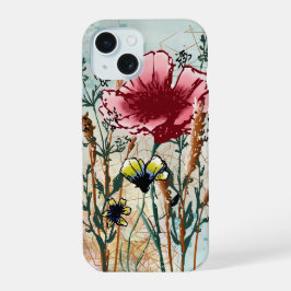 Mixed Media Wilde Bloem Hoesje iPhone 15 Case