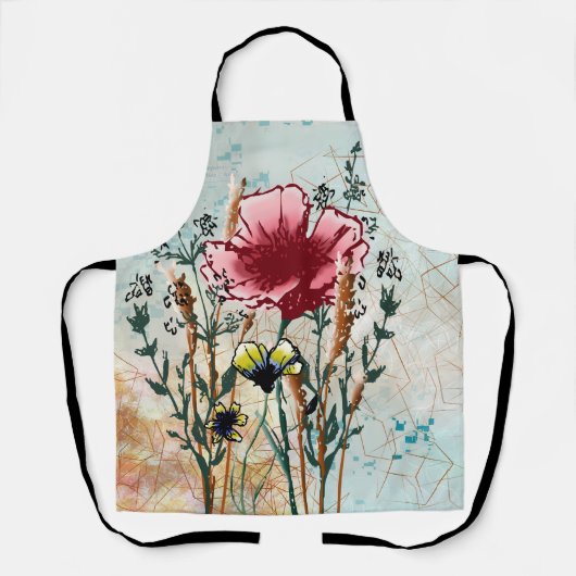 Mixed Media Wildflower Apron Schort (Voorkant)