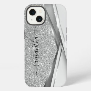 Mixed Metal 3-D Glitter Gouden Monogram Case-Mat iPhone 13 Hoesje