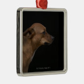 Mixed-raderhondenprofiel op zwarte achtergrond metalen ornament (Rechts)