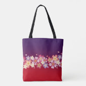 Mixed Sakura Blossoms Kimono Style Red & Purple Tote Bag (Achterkant)