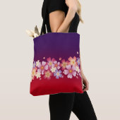 Mixed Sakura Blossoms Kimono Style Red & Purple Tote Bag (Dichtbij)
