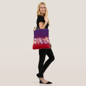 Mixed Sakura Blossoms Kimono Style Red & Purple Tote Bag (Op model)