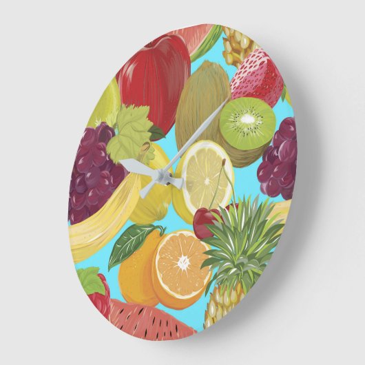 Mixed Tropical Fruit Illustration Pattern Grote Klok (Hoek)