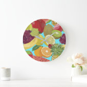 Mixed Tropical Fruit Illustration Pattern Grote Klok (Huis)
