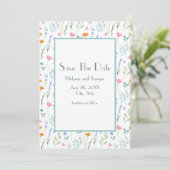 MIxed Waterverf Wildbloemen Patroon Save The Date (Staand voorkant)