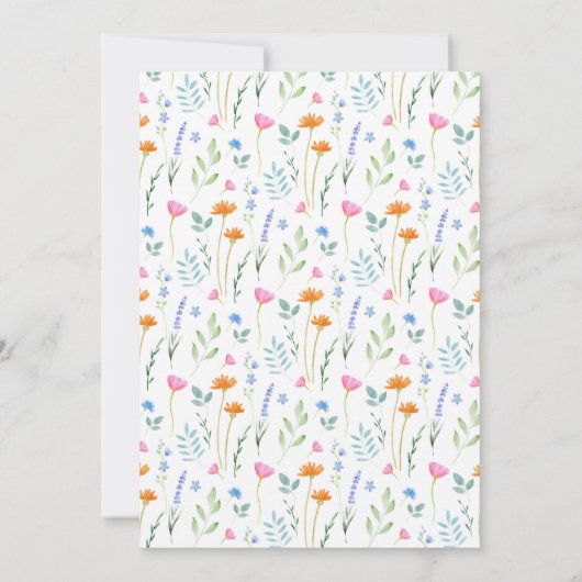 MIxed Waterverf Wildbloemen Patroon Save The Date (Achterkant)