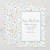 MIxed Waterverf Wildbloemen Patroon Save The Date (Voorkant / Achterkant)