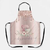 Mixer Bloemen Glitter Drips Roze Goud  Schort (Voorkant)