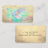 Mixer Bloemen Gouden Drips Holografische Inkt Bakk Visitekaartje (Voorkant / Achterkant)
