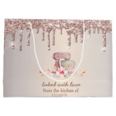 Mixer Bloemen Roze Goud Glitter Druppels Bakkerij Groot Cadeauzakje (Achterkant)